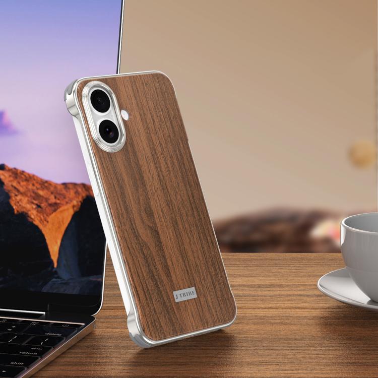 Capa de telemóvel MagSafe J TRIBE em metal sem moldura com textura de madeira, para iPhone 17 Pro Max, para iPhone 17 Pro, para iPhone 17, para iPhone Air, para iPhone 16 Pro Max, para iPhone 16 Pro, para iPhone 15 Pro Max, para iPhone 15 Pro