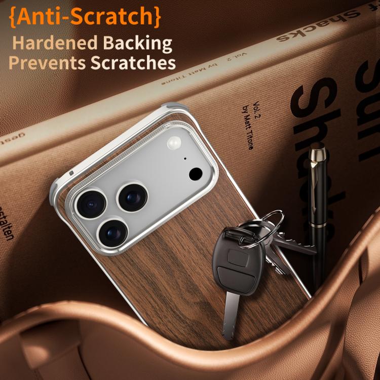 Capa de telemóvel MagSafe J TRIBE em metal sem moldura com textura de madeira, para iPhone 17 Pro Max, para iPhone 17 Pro, para iPhone 17, para iPhone Air, para iPhone 16 Pro Max, para iPhone 16 Pro, para iPhone 15 Pro Max, para iPhone 15 Pro