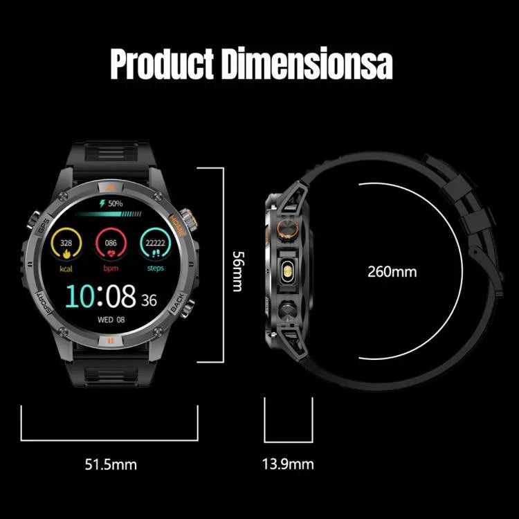 YK15 Relógio inteligente desportivo GPS com chamada Bluetooth e ecrã redondo de 1,46 polegadas