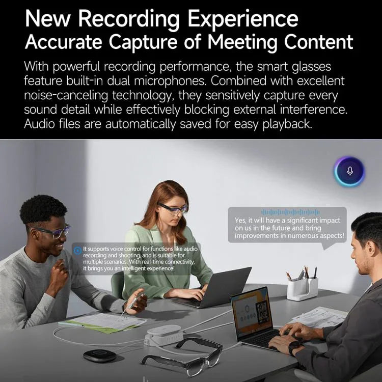 W630 Óculos inteligentes com reconhecimento fotográfico AI WiFi4 800W e chamada Bluetooth
