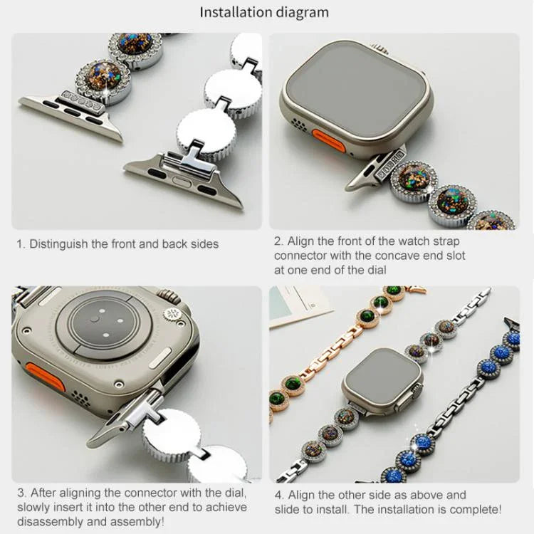 Correia de Relógio em Metal com Joias de Diamante Brilhante xDfind, Para Apple Watch 42 / 44 / 45 / 46 / 49mm, Para Apple Watch 38 / 40 / 41 / S11 42mm