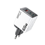 Carregador GaN WK WP-U45 Keylour 65W Type-Cx2, USB, Ficha EU, Ficha UK