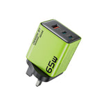 Carregador GaN WK WP-U45 Keylour 65W Type-Cx2, USB, Ficha EU, Ficha UK