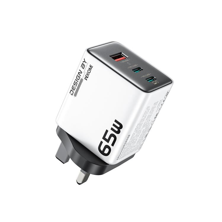 Carregador GaN WK WP-U45 Keylour 65W Type-Cx2, USB, Ficha EU, Ficha UK
