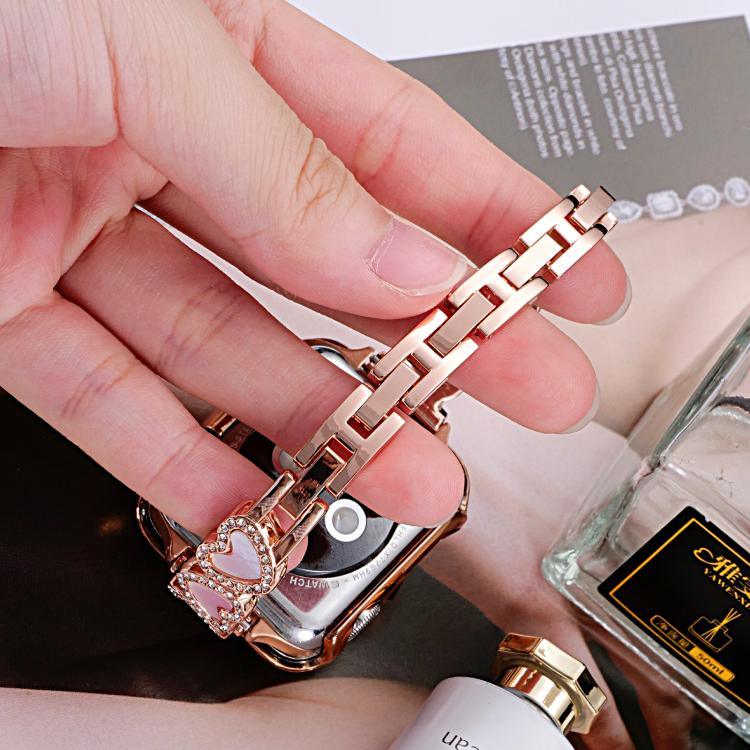 Correia de Relógio em Metal com Forma de Coração xDfind, Para Apple Watch 42 / 44 / 45 / 46 / 49mm, Para Apple Watch 38 / 40 / 41 / S11 42mm