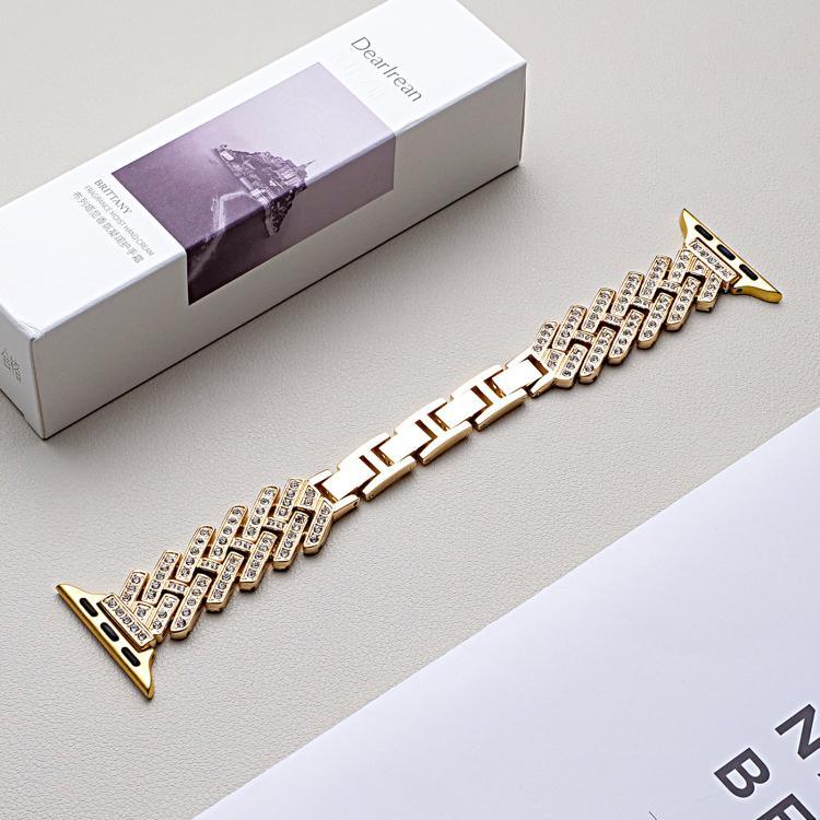 Correia de Relógio em Metal com Padrão H em Sarja Perfurada xDfind, Para Apple Watch 42 / 44 / 45 / 46 / 49mm, Para Apple Watch 38 / 40 / 41 / S11 42mm