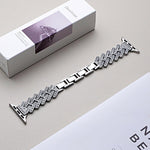Correia de Relógio em Metal com Padrão H em Sarja Perfurada xDfind, Para Apple Watch 42 / 44 / 45 / 46 / 49mm, Para Apple Watch 38 / 40 / 41 / S11 42mm