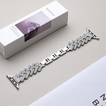 Correia de Relógio em Metal com Padrão H em Sarja Perfurada xDfind, Para Apple Watch 42 / 44 / 45 / 46 / 49mm, Para Apple Watch 38 / 40 / 41 / S11 42mm