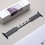 Correia de Relógio em Metal com Padrão H em Sarja Perfurada xDfind, Para Apple Watch 42 / 44 / 45 / 46 / 49mm, Para Apple Watch 38 / 40 / 41 / S11 42mm