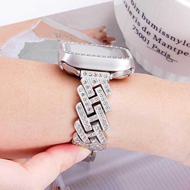 Correia de Relógio em Metal com Padrão H em Sarja Perfurada xDfind, Para Apple Watch 42 / 44 / 45 / 46 / 49mm, Para Apple Watch 38 / 40 / 41 / S11 42mm