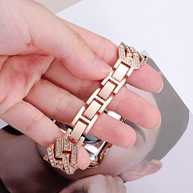 Correia de Relógio em Metal com Padrão H em Sarja Perfurada xDfind, Para Apple Watch 42 / 44 / 45 / 46 / 49mm, Para Apple Watch 38 / 40 / 41 / S11 42mm