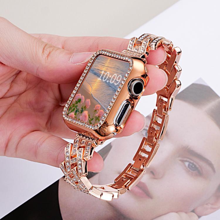 Correia de Relógio em Metal com Padrão H em Sarja Perfurada xDfind, Para Apple Watch 42 / 44 / 45 / 46 / 49mm, Para Apple Watch 38 / 40 / 41 / S11 42mm