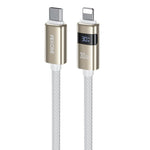 WK WDC-104 Raython 2 Cabo de Dados para Carregamento Rápido 30W Tipo-C para 8 Pinos com Ecrã Digital, Comprimento: 1,2m, WDC-104