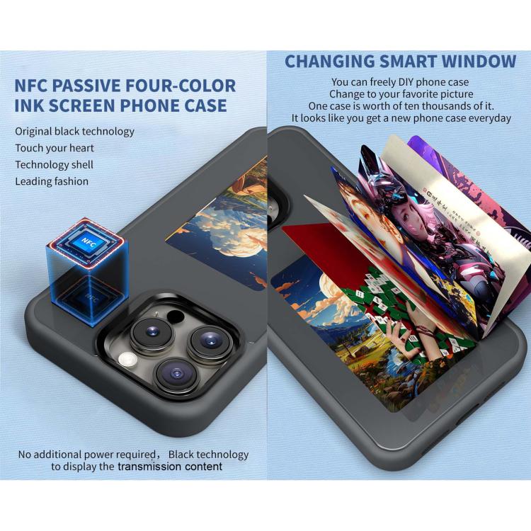 Capa de telemóvel DIY NFC com ecrã de tinta eletrónica a quatro cores, para iPhone 17 Pro Max, para iPhone 17 Pro
