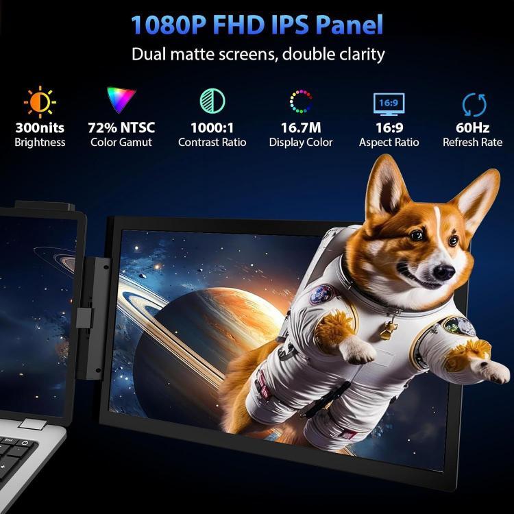 Monitor Portátil de Dupla Tela 14 polegadas 1080P para Expansão de Portátil, 14 polegadas 1080P