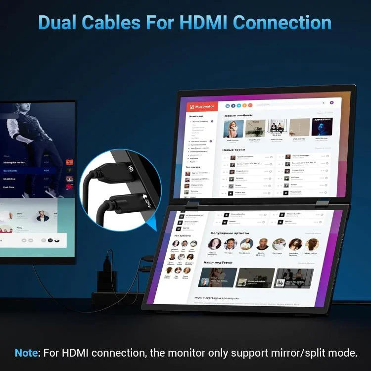 Monitor Portátil Dobrável de Dupla Tela 15,6 polegadas 1080P com Suporte, 15,6 polegadas 1080P