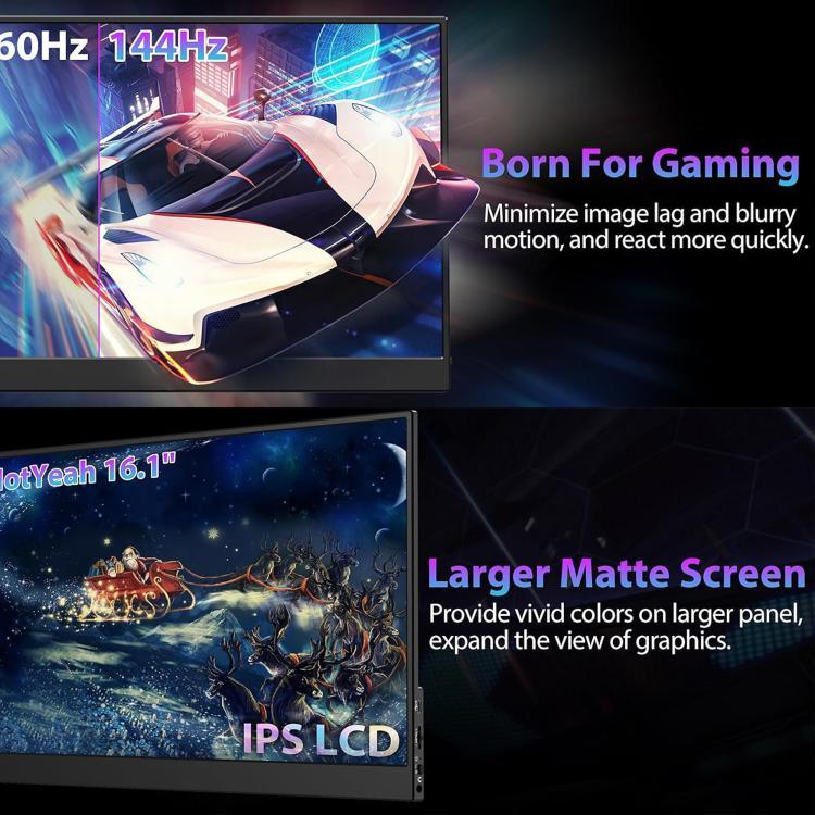 Monitor Portátil 16,1 polegadas 2.5K 144Hz Ecrã Estendido, 16,1 polegadas 2.5K 144Hz
