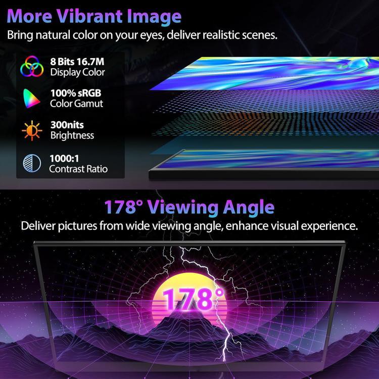 Monitor Portátil 16,1 polegadas 2.5K 144Hz Ecrã Estendido, 16,1 polegadas 2.5K 144Hz