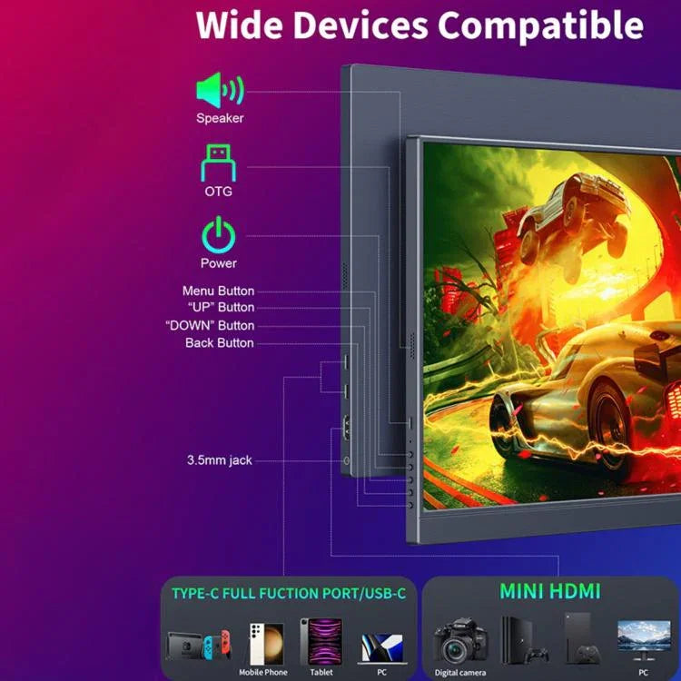 Monitor Portátil para Jogos 16 polegadas 2.5K Ecrã Estendido 60Hz, 16 polegadas 2.5K 60Hz