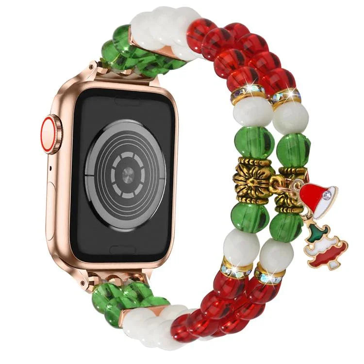 Correia de Relógio com Corrente de Contas de Natal de Largura 14mm, Para Apple Watch 46mm / 49mm / 45mm / 44mm, Para Apple Watch 42mm / 41mm / 40mm / 38mm