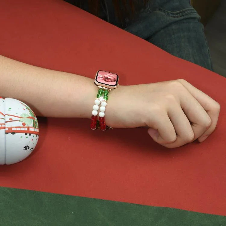Correia de Relógio com Corrente de Contas de Natal de Largura 14mm, Para Apple Watch 46mm / 49mm / 45mm / 44mm, Para Apple Watch 42mm / 41mm / 40mm / 38mm