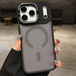 Capa de telemóvel magnética MagSafe com suporte para lente em metal fosco com sensação de pele, para iPhone 17 Pro Max, para iPhone 17 Pro, para iPhone 17, para iPhone Air, para iPhone 16 Pro Max, para iPhone 16 Pro