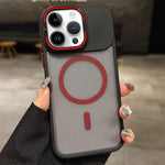 Skin Feel Frosted Metal Lens Holder MagSafe Magnetic Phone Case, For iPhone 14 Pro, For iPhone 14 Pro Max, For iPhone 13 Pro Max, For iPhone 13 Pro, For iPhone 13, For iPhone 12