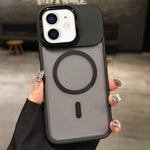 Skin Feel Frosted Metal Lens Holder MagSafe Magnetic Phone Case, For iPhone 14 Pro, For iPhone 14 Pro Max, For iPhone 13 Pro Max, For iPhone 13 Pro, For iPhone 13, For iPhone 12