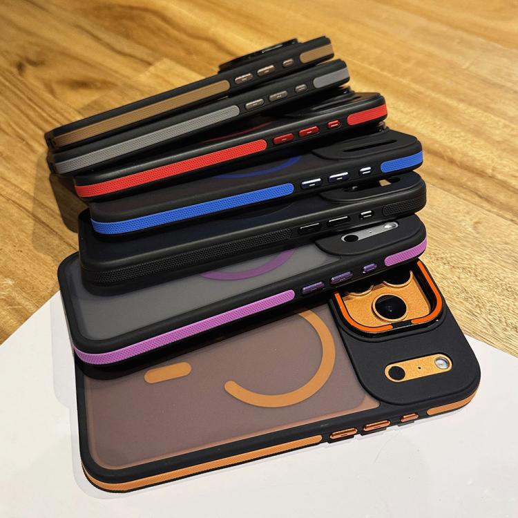 Suporte para Lentes em Metal Fosco Skin Feel MagSafe, Capa Magnética para Telemóvel, Para iPhone 16 Plus, Para iPhone 16, Para iPhone 15 Pro Max, Para iPhone 15 Pro, Para iPhone 15, Para iPhone 14