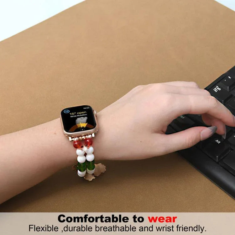 Correia de Relógio com Corrente de Contas de Natal de Largura 20mm, Para Apple Watch 46mm / 49mm / 45mm / 44mm, Para Apple Watch 42mm / 41mm / 40mm / 38mm
