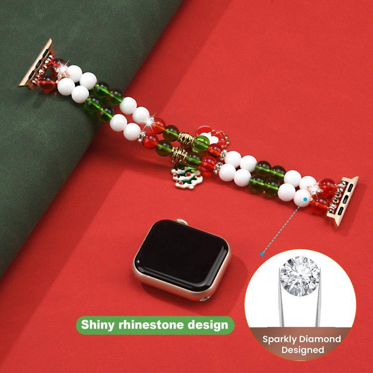 Correia de Relógio com Corrente de Contas de Natal de Largura 20mm, Para Apple Watch 46mm / 49mm / 45mm / 44mm, Para Apple Watch 42mm / 41mm / 40mm / 38mm