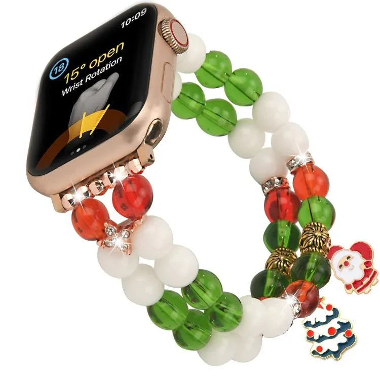 Correia de Relógio com Corrente de Contas de Natal de Largura 20mm, Para Apple Watch 46mm / 49mm / 45mm / 44mm, Para Apple Watch 42mm / 41mm / 40mm / 38mm