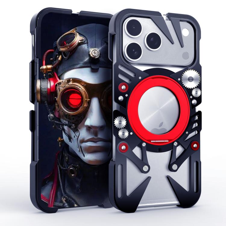 Capa de telemóvel metálica oca MagSafe com suporte giratório e cordão, para iPhone 17e / 16e, para iPhone 17 Pro Max, para iPhone 17 Pro, para iPhone 17, para iPhone 16 Pro Max, para iPhone 16 Pro, para iPhone 16 Plus, para iPhone 16