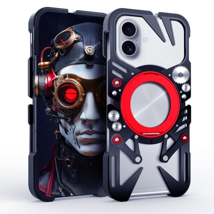 Capa de telemóvel metálica oca MagSafe com suporte giratório e cordão, para iPhone 17e / 16e, para iPhone 17 Pro Max, para iPhone 17 Pro, para iPhone 17, para iPhone 16 Pro Max, para iPhone 16 Pro, para iPhone 16 Plus, para iPhone 16