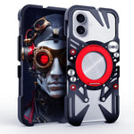 Capa de telemóvel metálica oca MagSafe com suporte giratório e cordão, para iPhone 17e / 16e, para iPhone 17 Pro Max, para iPhone 17 Pro, para iPhone 17, para iPhone 16 Pro Max, para iPhone 16 Pro, para iPhone 16 Plus, para iPhone 16