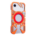 Capa de telemóvel metálica oca MagSafe com suporte giratório e cordão, para iPhone 17e / 16e, para iPhone 17 Pro Max, para iPhone 17 Pro, para iPhone 17, para iPhone 16 Pro Max, para iPhone 16 Pro, para iPhone 16 Plus, para iPhone 16