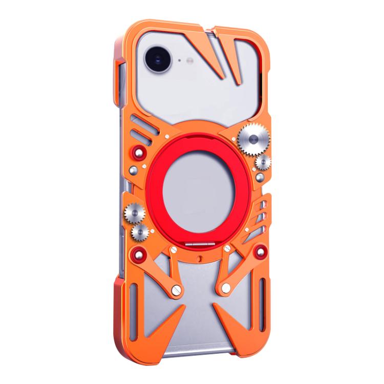 Capa de telemóvel metálica oca MagSafe com suporte giratório e cordão, para iPhone 17e / 16e, para iPhone 17 Pro Max, para iPhone 17 Pro, para iPhone 17, para iPhone 16 Pro Max, para iPhone 16 Pro, para iPhone 16 Plus, para iPhone 16