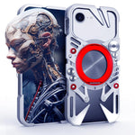 Capa de telemóvel metálica oca MagSafe com suporte giratório e cordão, para iPhone 17e / 16e, para iPhone 17 Pro Max, para iPhone 17 Pro, para iPhone 17, para iPhone 16 Pro Max, para iPhone 16 Pro, para iPhone 16 Plus, para iPhone 16