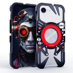 Capa de telemóvel metálica oca MagSafe com suporte giratório e cordão, para iPhone 17e / 16e, para iPhone 17 Pro Max, para iPhone 17 Pro, para iPhone 17, para iPhone 16 Pro Max, para iPhone 16 Pro, para iPhone 16 Plus, para iPhone 16