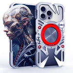 Capa de telemóvel metálica oca MagSafe com suporte giratório e cordão, para iPhone 17e / 16e, para iPhone 17 Pro Max, para iPhone 17 Pro, para iPhone 17, para iPhone 16 Pro Max, para iPhone 16 Pro, para iPhone 16 Plus, para iPhone 16