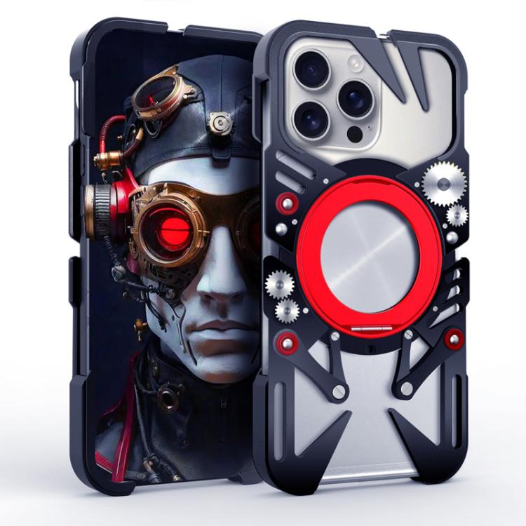 Capa de telemóvel metálica oca MagSafe com suporte giratório e cordão, para iPhone 17e / 16e, para iPhone 17 Pro Max, para iPhone 17 Pro, para iPhone 17, para iPhone 16 Pro Max, para iPhone 16 Pro, para iPhone 16 Plus, para iPhone 16