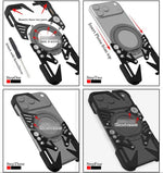 Capa de telemóvel metálica oca MagSafe com suporte giratório e cordão, para iPhone 17e / 16e, para iPhone 17 Pro Max, para iPhone 17 Pro, para iPhone 17, para iPhone 16 Pro Max, para iPhone 16 Pro, para iPhone 16 Plus, para iPhone 16