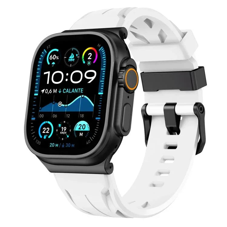 Correia de Relógio em Silicone com Fivela de Pino Preta, Para Apple Watch 46mm / 49mm / 45mm / 44mm, Para Apple Watch 42mm / 41mm / 40mm / 38mm