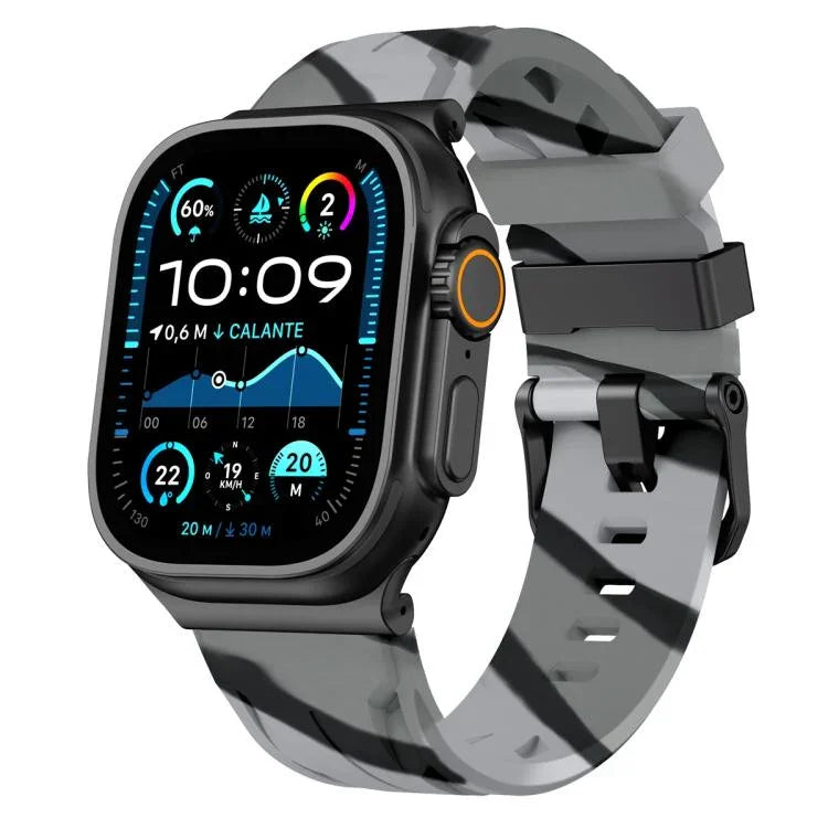 Correia de Relógio em Silicone com Fivela de Pino Preta, Para Apple Watch 46mm / 49mm / 45mm / 44mm, Para Apple Watch 42mm / 41mm / 40mm / 38mm