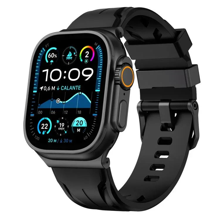 Correia de Relógio em Silicone com Fivela de Pino Preta, Para Apple Watch 46mm / 49mm / 45mm / 44mm, Para Apple Watch 42mm / 41mm / 40mm / 38mm