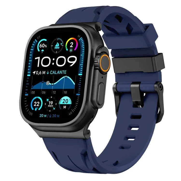 Correia de Relógio em Silicone com Fivela de Pino Preta, Para Apple Watch 46mm / 49mm / 45mm / 44mm, Para Apple Watch 42mm / 41mm / 40mm / 38mm