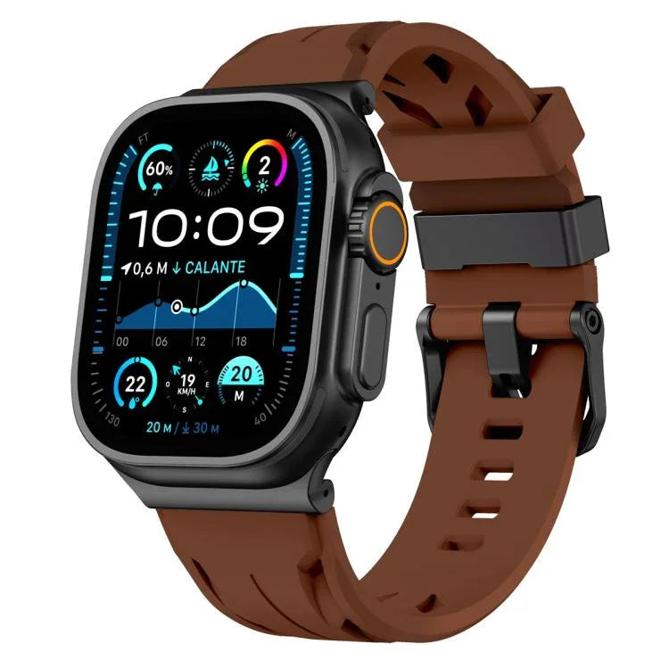 Correia de Relógio em Silicone com Fivela de Pino Preta, Para Apple Watch 46mm / 49mm / 45mm / 44mm, Para Apple Watch 42mm / 41mm / 40mm / 38mm