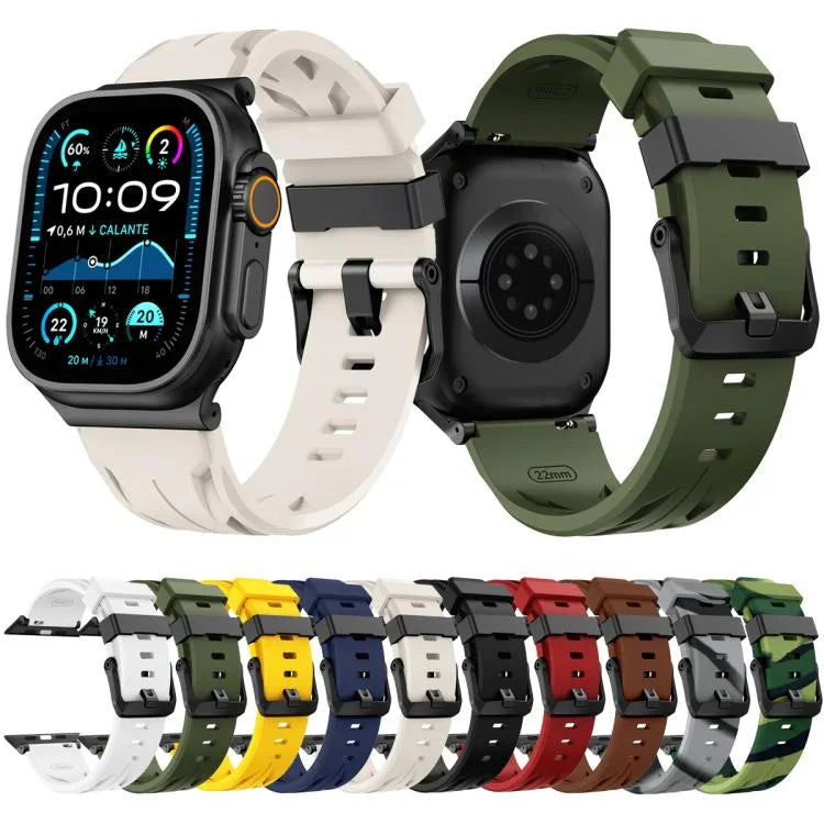 Correia de Relógio em Silicone com Fivela de Pino Preta, Para Apple Watch 46mm / 49mm / 45mm / 44mm, Para Apple Watch 42mm / 41mm / 40mm / 38mm
