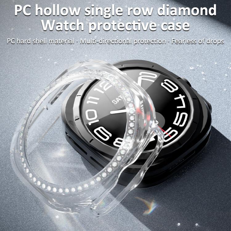 Capa de Relógio PC Oca com Diamantes de Uma Só Fileira em X xDfind, para Samsung Galaxy Watch Ultra 47mm / Ultra 2025
