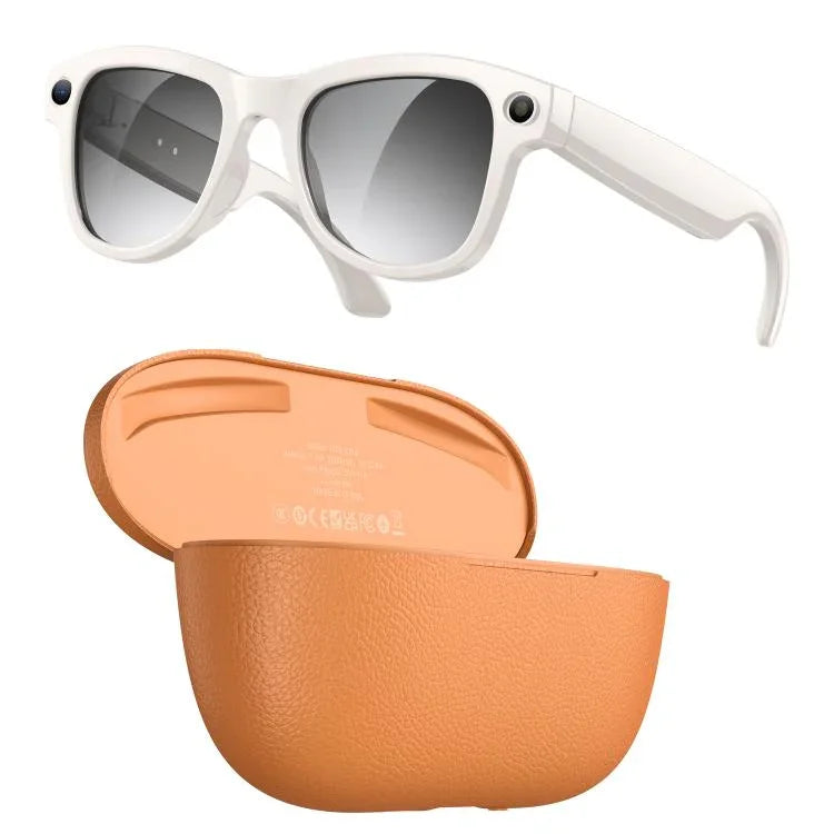 Óculos Inteligentes AI M02 Ultra com Câmara de 8MP e Lentes Fotocromáticas, com Estojo de Carregamento Preto, com Estojo de Carregamento Castanho